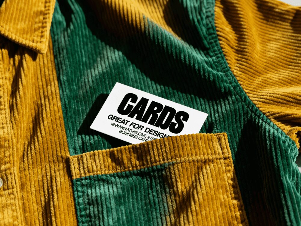Business Card Mockup on Corduroy Shirt