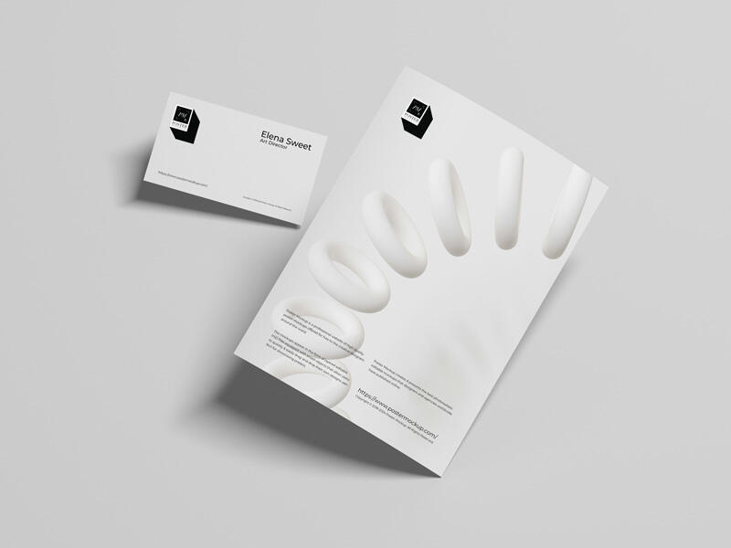Business Card with Poster Mockup