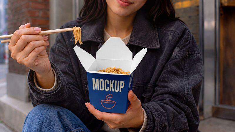 Chinese Food Packaging Box Mockup