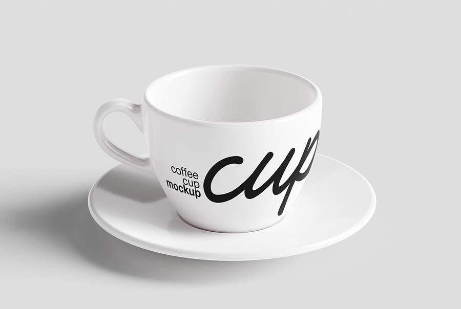 Coffee cup and saucer mockup