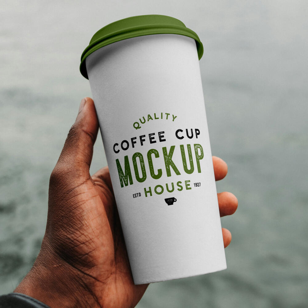 Coffee Cup By The River Mockup