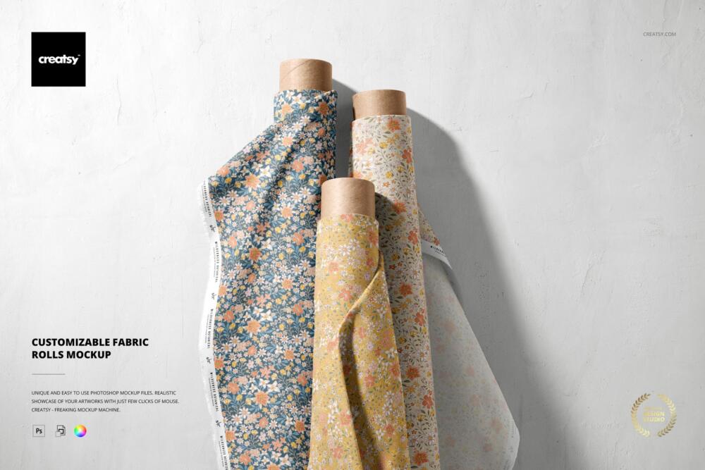 Customizable Fabric Rolls Mockup