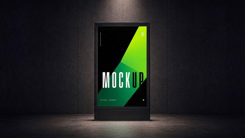 Digital Poster Lightbox Mupi Mockup