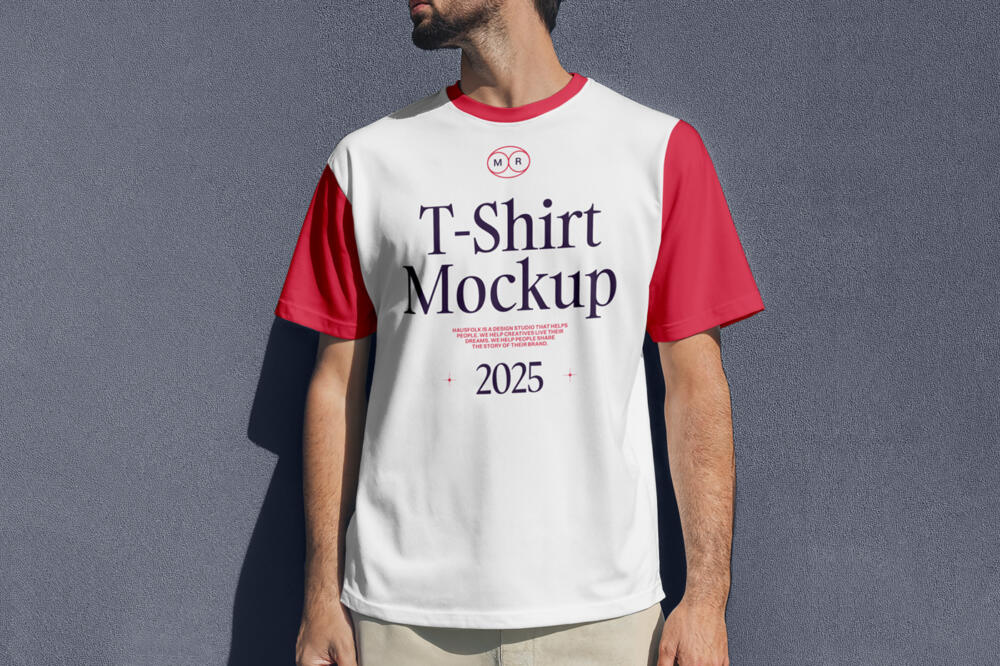 Front View Men Wearing T-Shirt Mockup