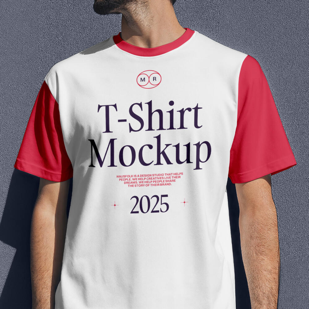 Front View Men Wearing T-Shirt Mockup