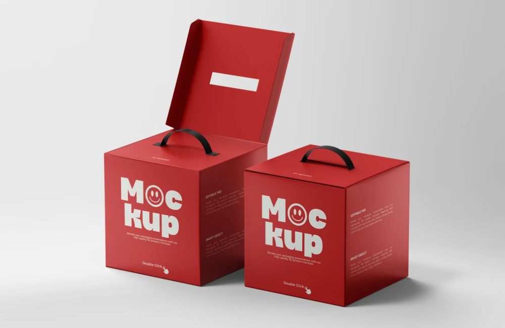 Gift Handle Box Mockup