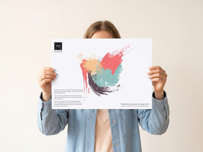 Girl Holding Poster Mockup