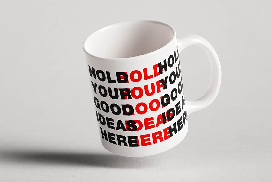 Glossy white ceramic mug mockup