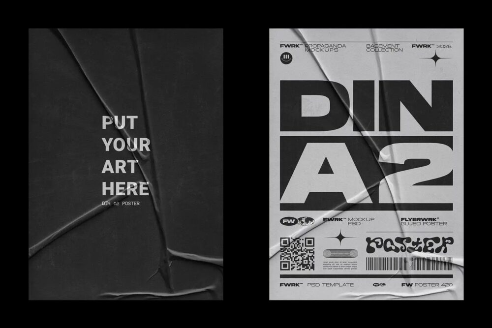 Glued A2 Poster Mockup