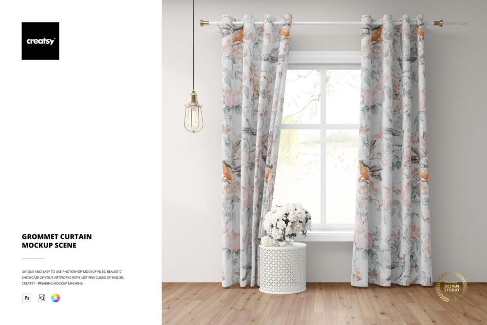 Grommet Curtain Mockup Scene