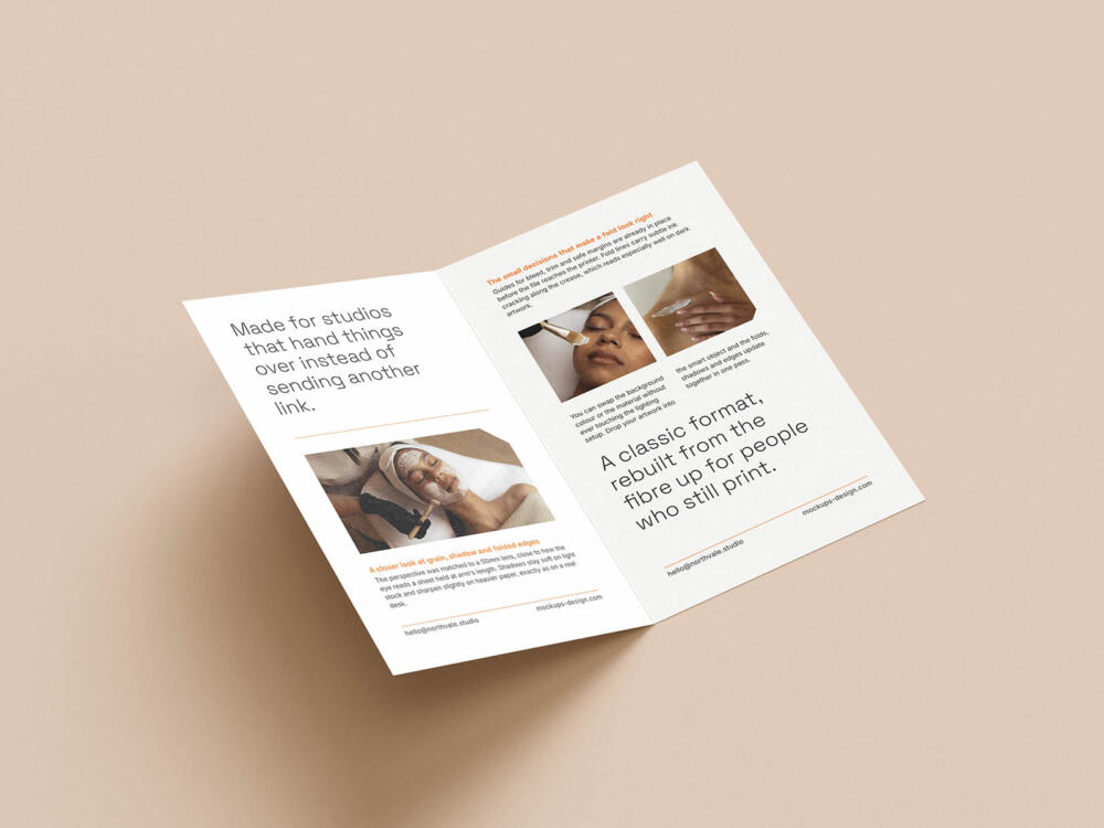Half-folded bifold flyer mockup