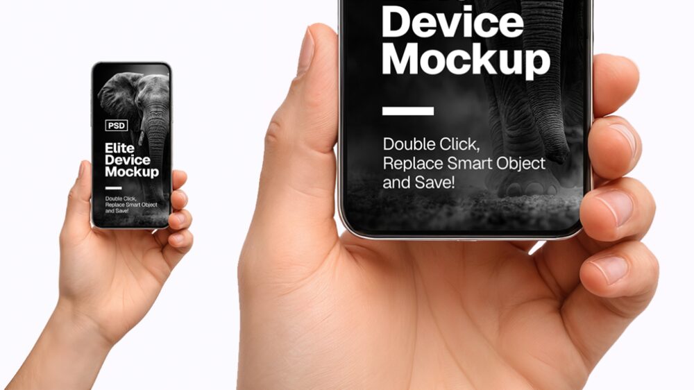 Hand Holding Smartphone PSD Mockup