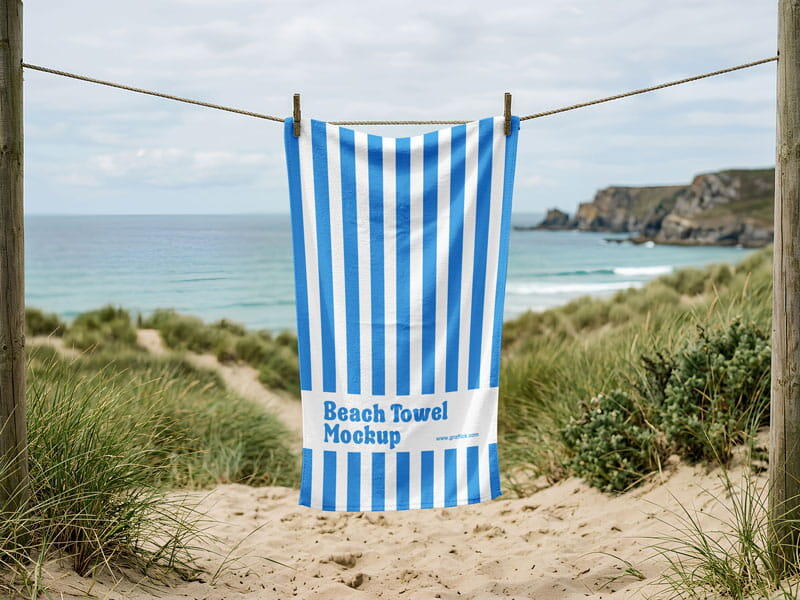 Hanging Beach Towel Mockup