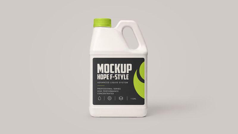 HDPE F-Style Jug with Slanted Handle Mockup