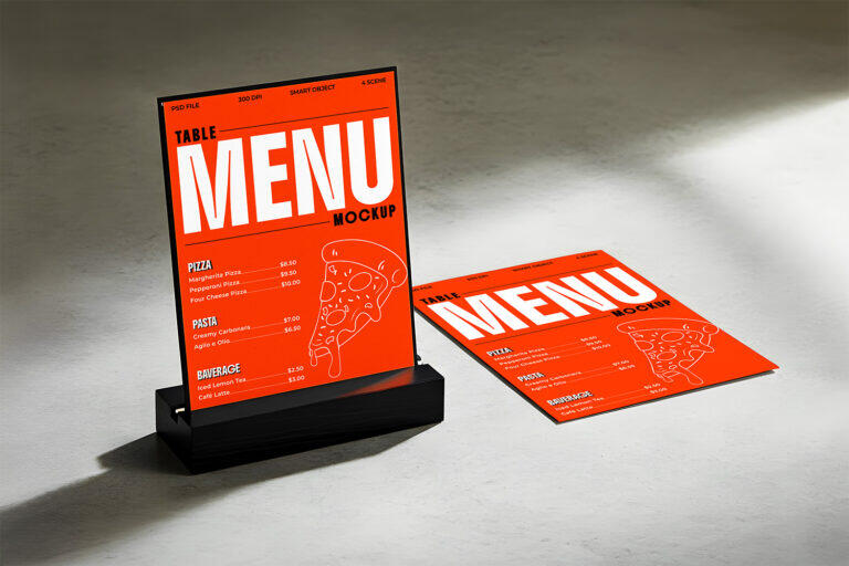 High Quality Table Menu Mockups