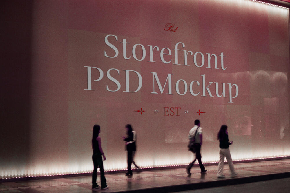 Huge Storefront at Night Mockup