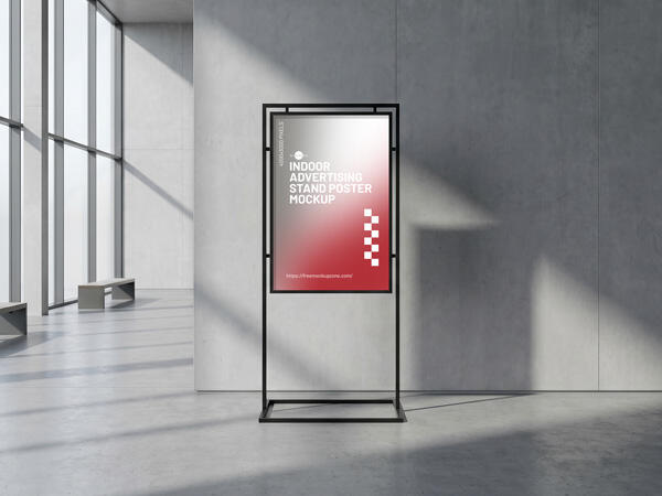 Indoor Advertising Stand Poster Mockup