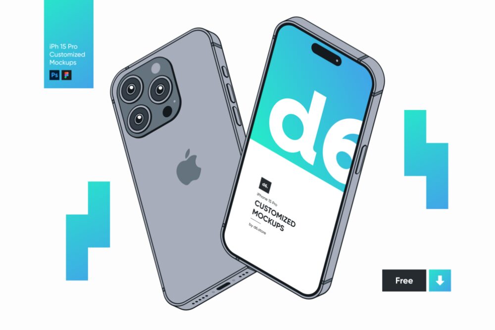 iPhone 15 Pro Customized Mockups (PSD + Figma)