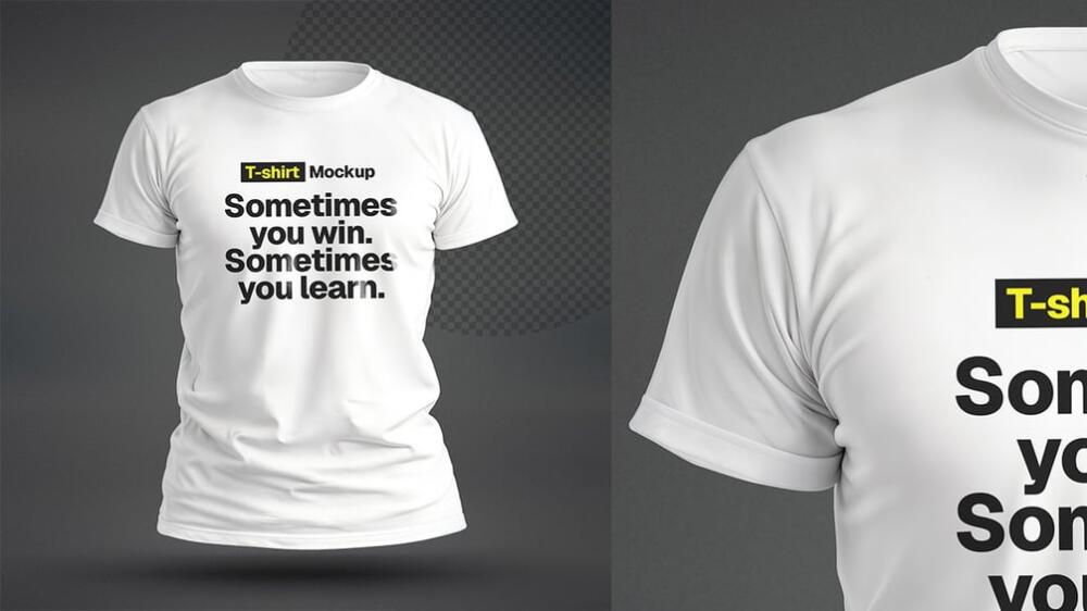Isolated White T-Shirt Mockup PSD with Transparent Background