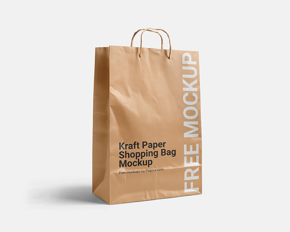 Large Kraft Paper Shopping Bag Mockup
