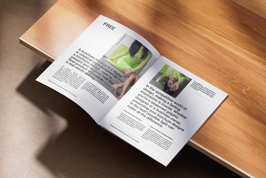 Letter size stapled brochure mockup