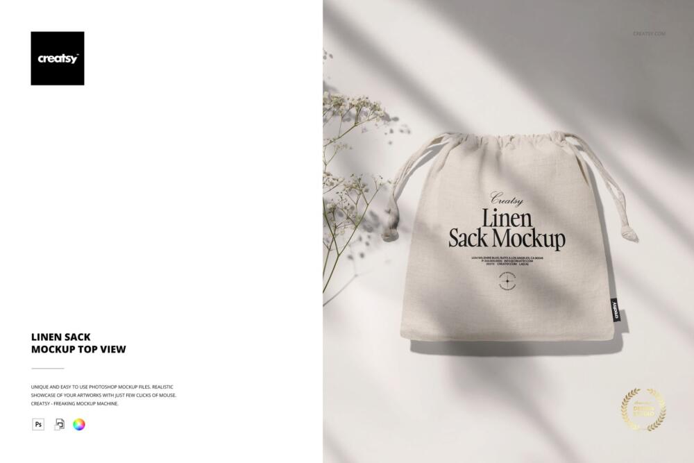 Linen Sack Mockup Top View