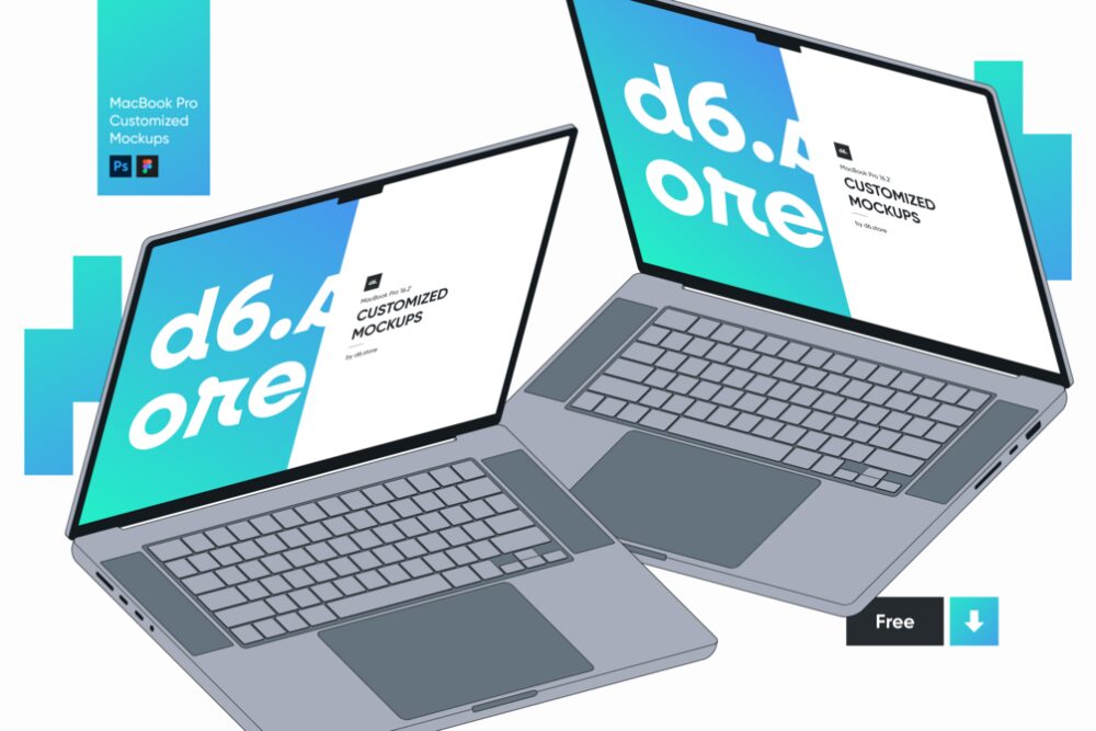 Macbook Pro Customized Mockups (PSD + Figma)