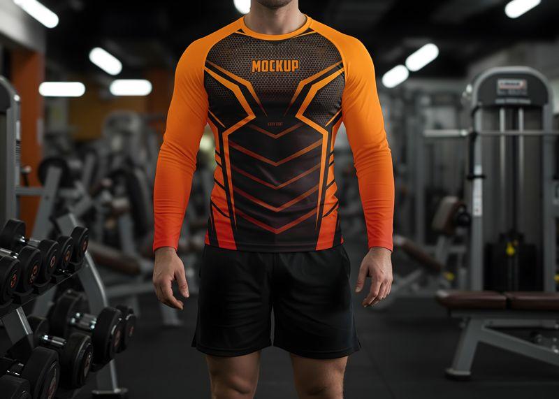 Men’s Stretch Long Sleeve Top Mockup