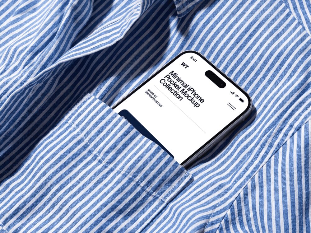 Minimal iPhone Mockup in Shirt Pocket