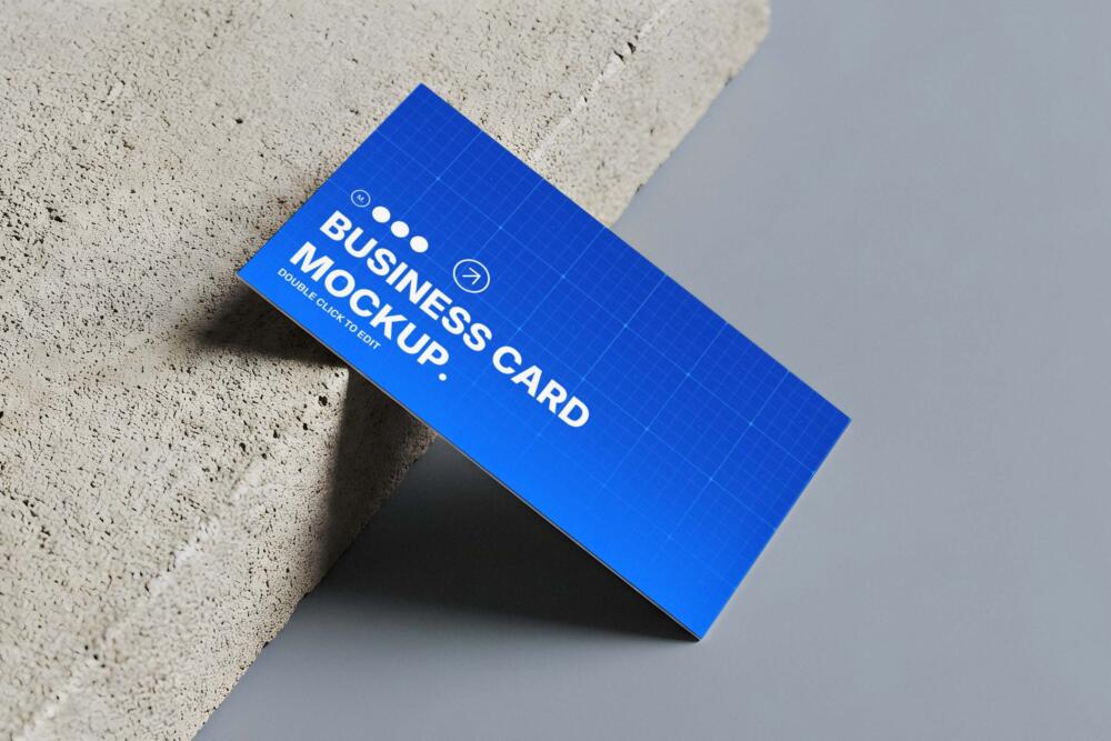 Minimalist Business Card Mockup on Concrete Surface