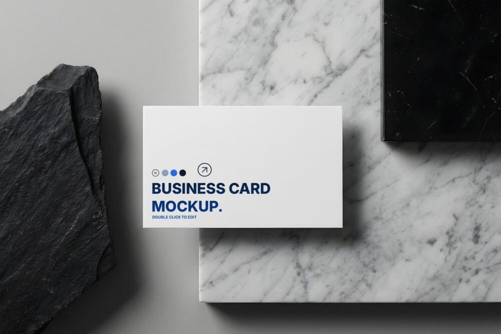 Minimalist Business Card Mockup on Marble Texture