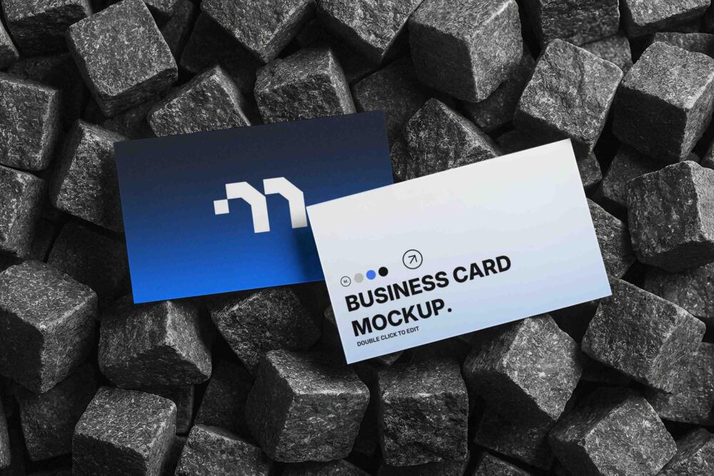 Minimalist Business Card Mockup on Stone Background