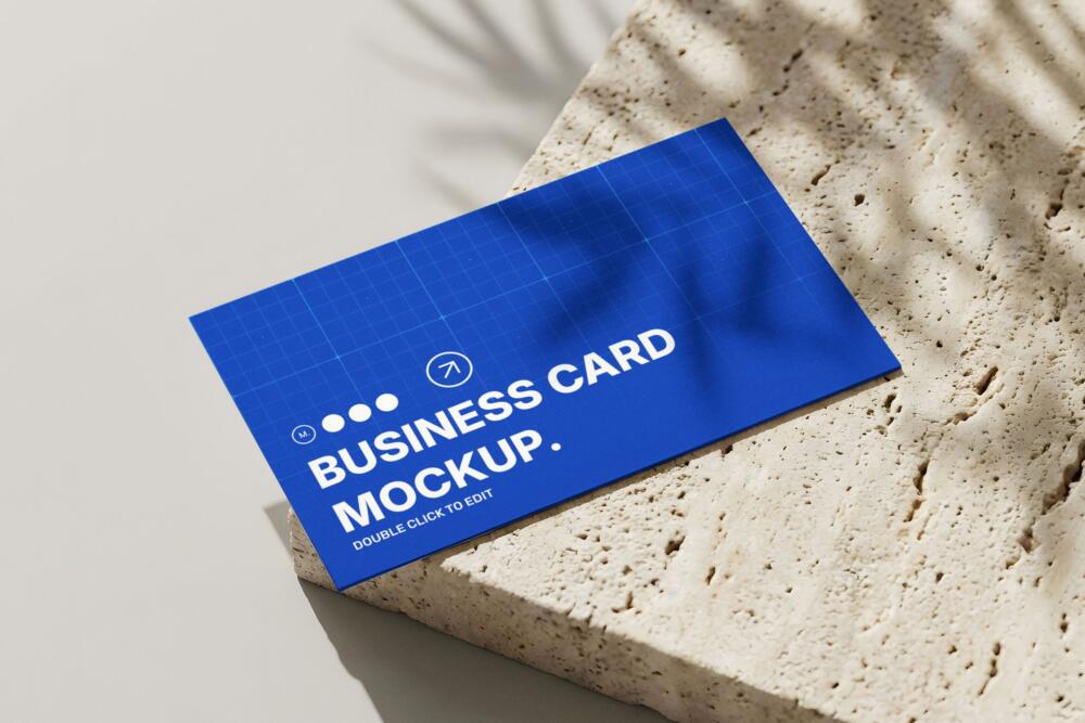 Minimalist Business Card Mockup on Stone Base
