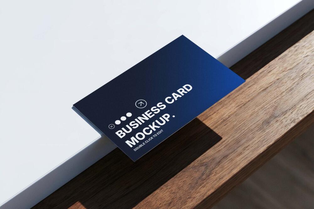 Minimalist Business Card Mockup on Wooden Desk