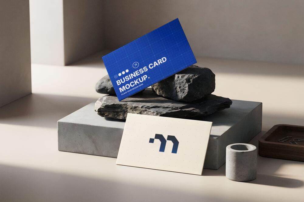 Minimalist Stone Business Card Mockup