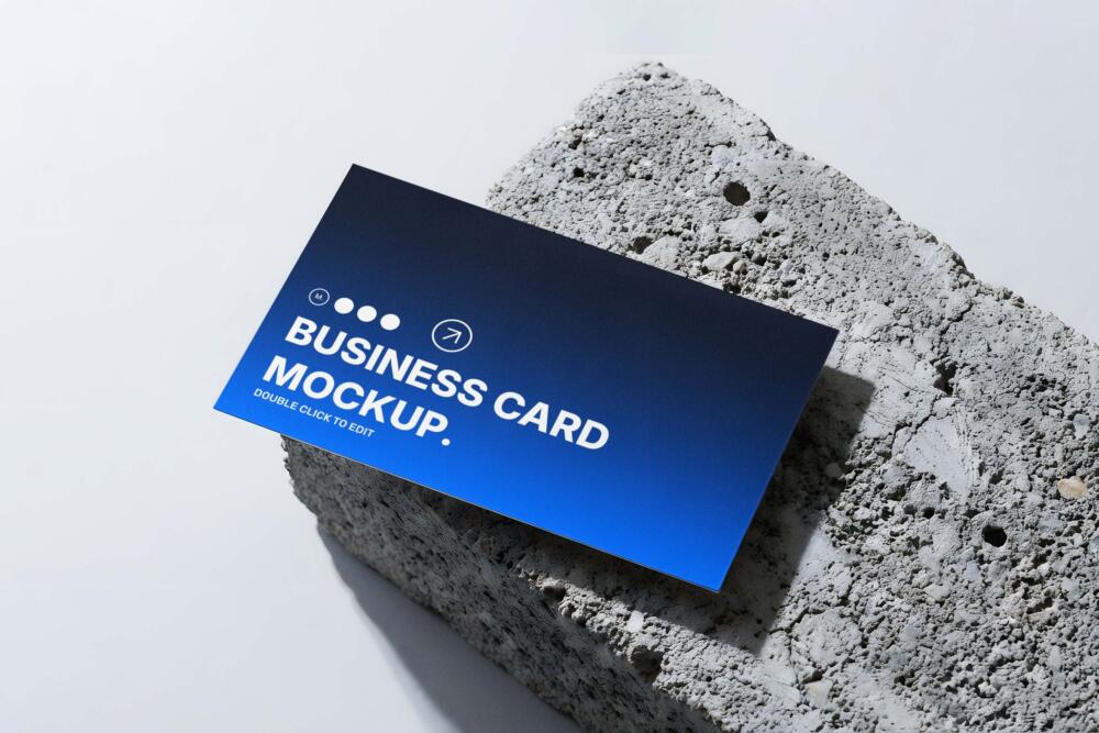 Modern Business Card Mockup on Concrete Block