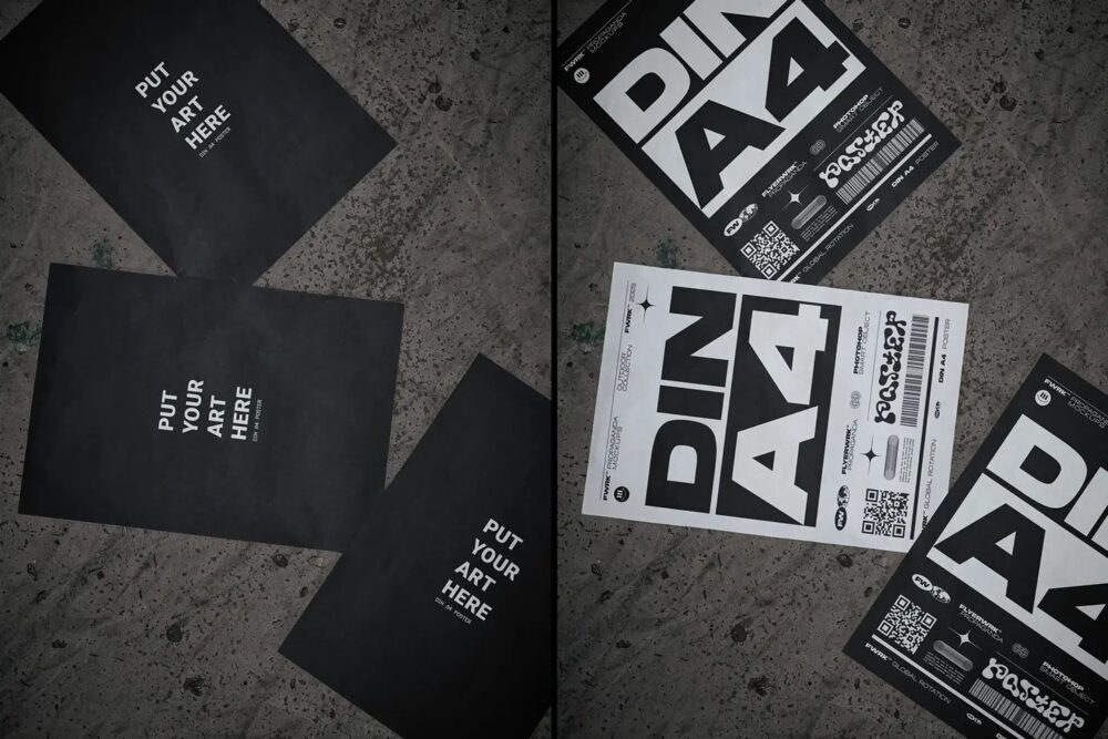 Outdoor A4 Poster Mockup - Floor Loose