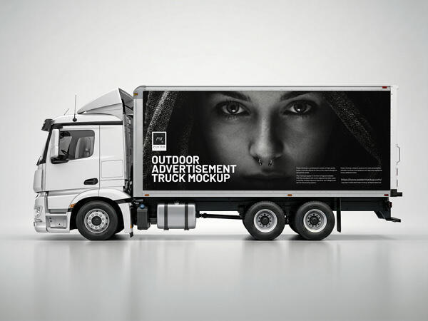 Outdoor Advertisement Truck Mockup