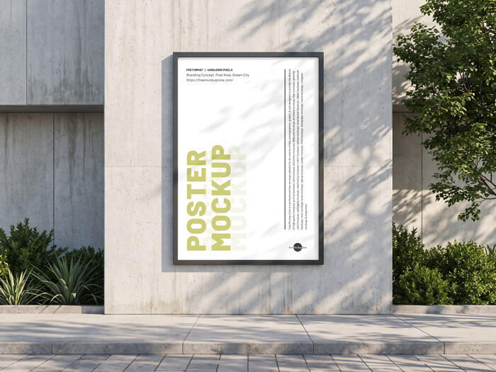 Outdoor Advertising Concrete Wall Poster Mockup