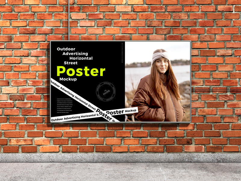 Outdoor Advertising Horizontal Street Poster Mockup
