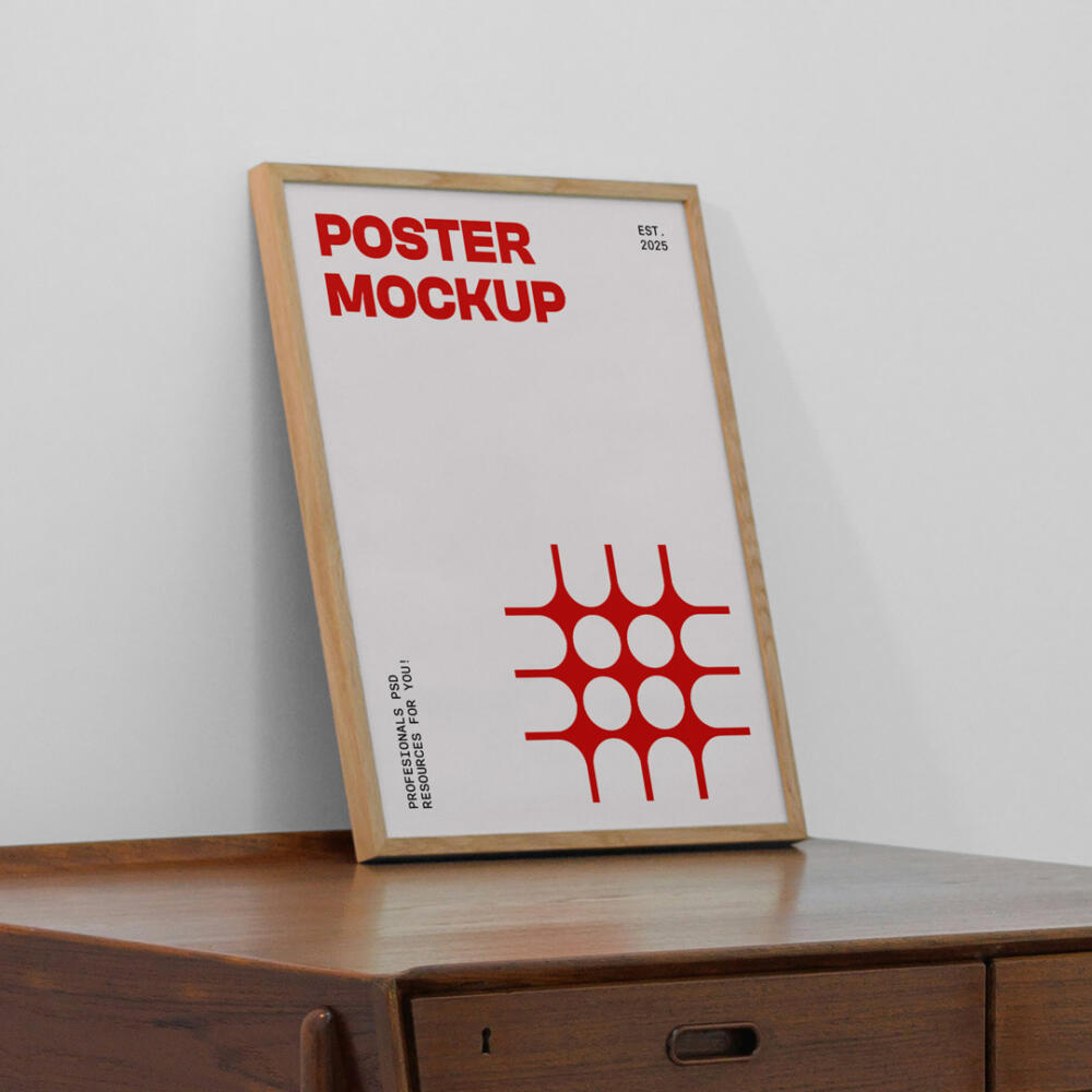Poster on Vintage Desk Mockup