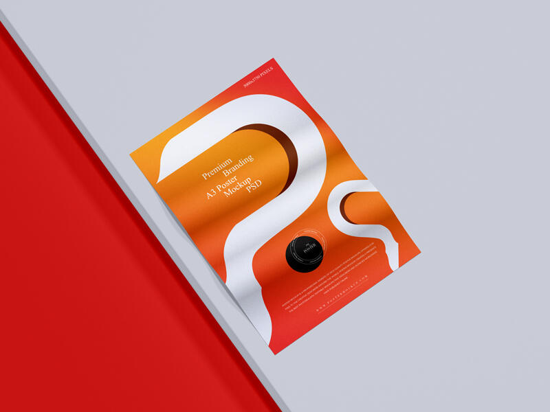 Premium Branding A3 Poster Mockup PSD