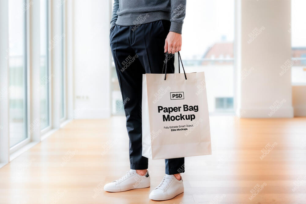 Premium Paper Shopping Bag Mockup Set PSD