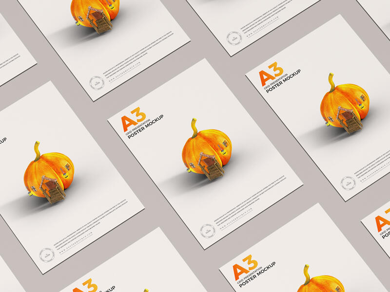 Pro A3 Grid Presentation Poster Mockup