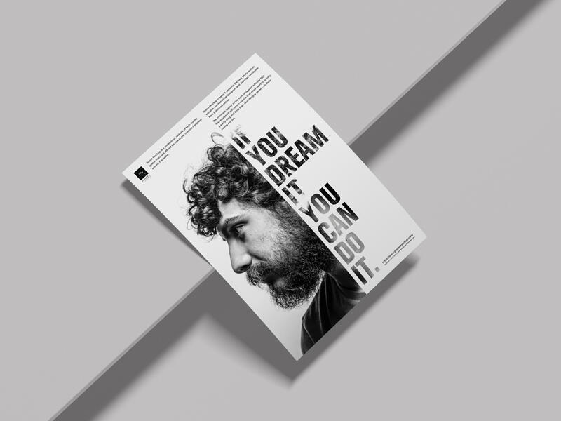 PSD A3 Paper Branding Poster Mockup