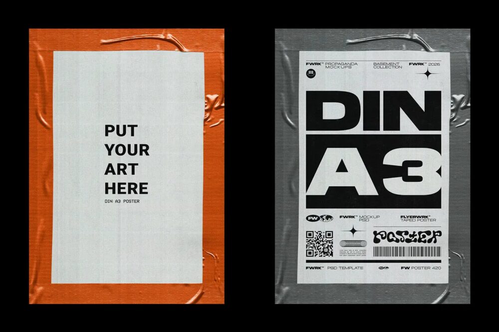 Raw Taped Poster Mockup