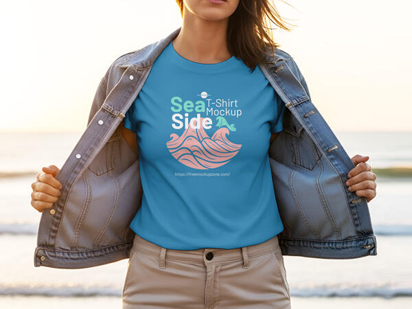 Sea Side Girl T-Shirt Mockup