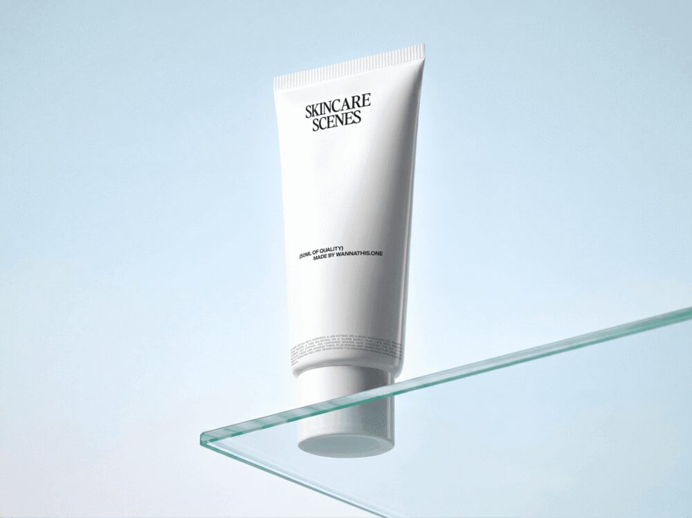 Skincare Tube Mockup on Glass