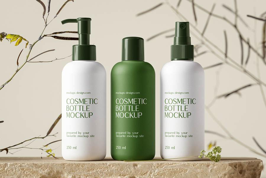Soft touch cosmetic bottle mockup