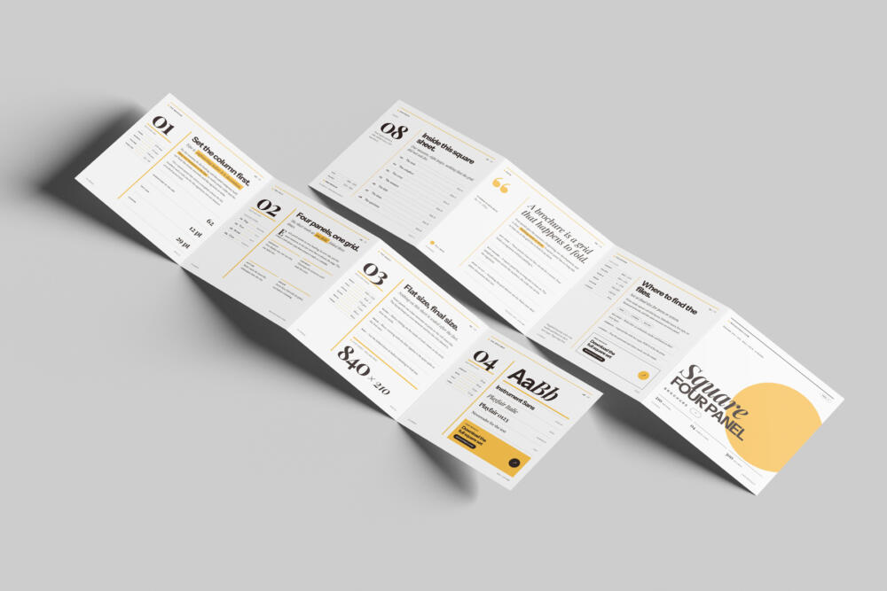 Square Four Fold Accordion Leaflet Mockup